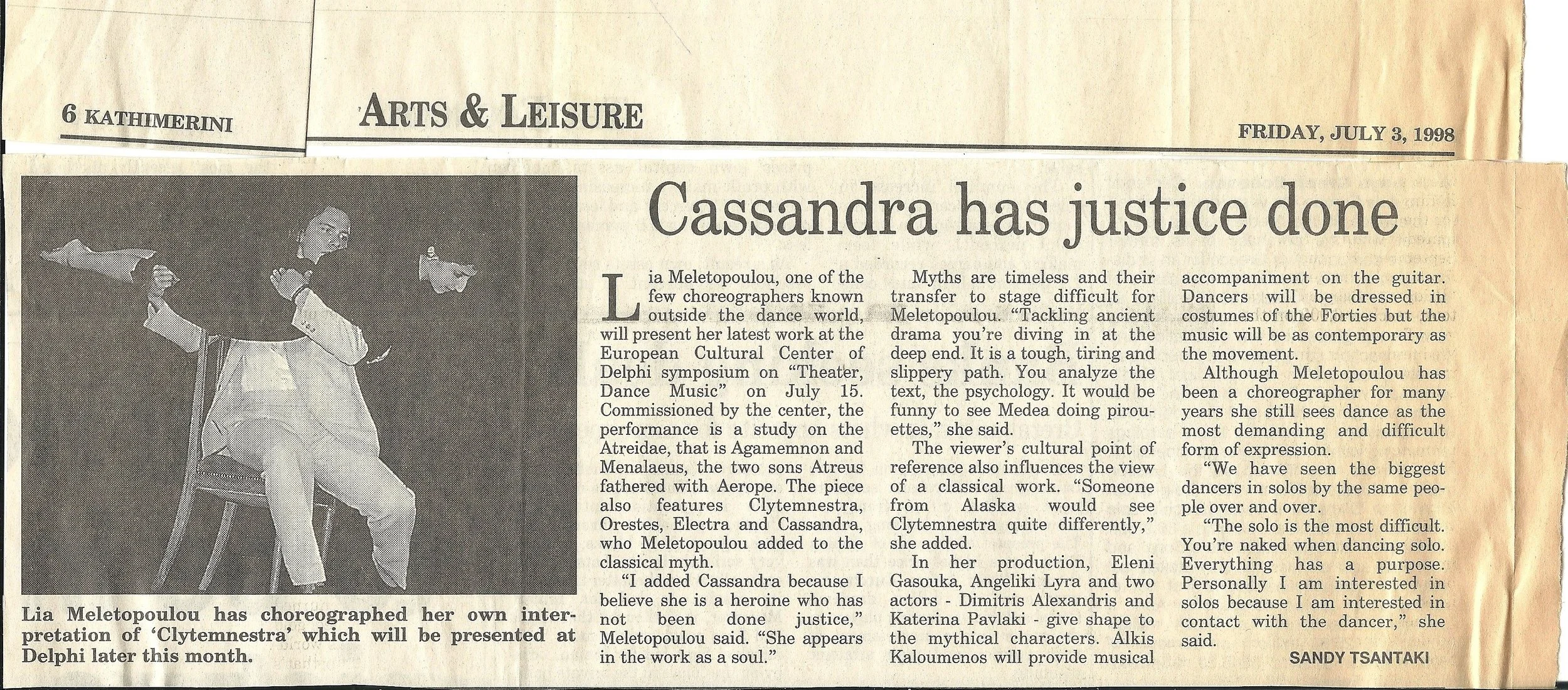 KATHIMERINI CASSANDRA SANDY TSANTAKI