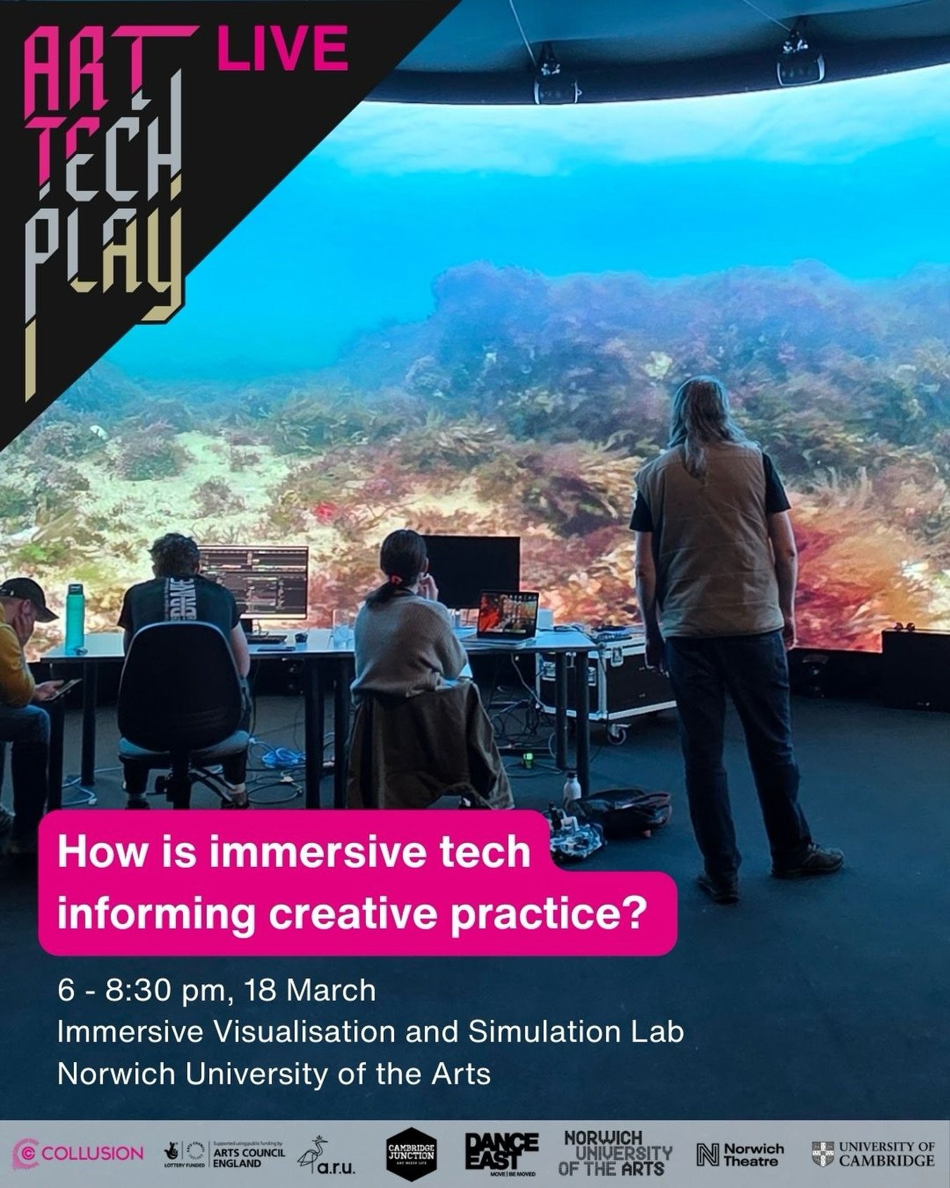 Very excited to be sharing work at this event tomorrow!

**************************

How is immersive tech informing creative practice?

@incollusion and @norwichuniarts present an evening of immersive artworks and demonstrations at Norwich Universit