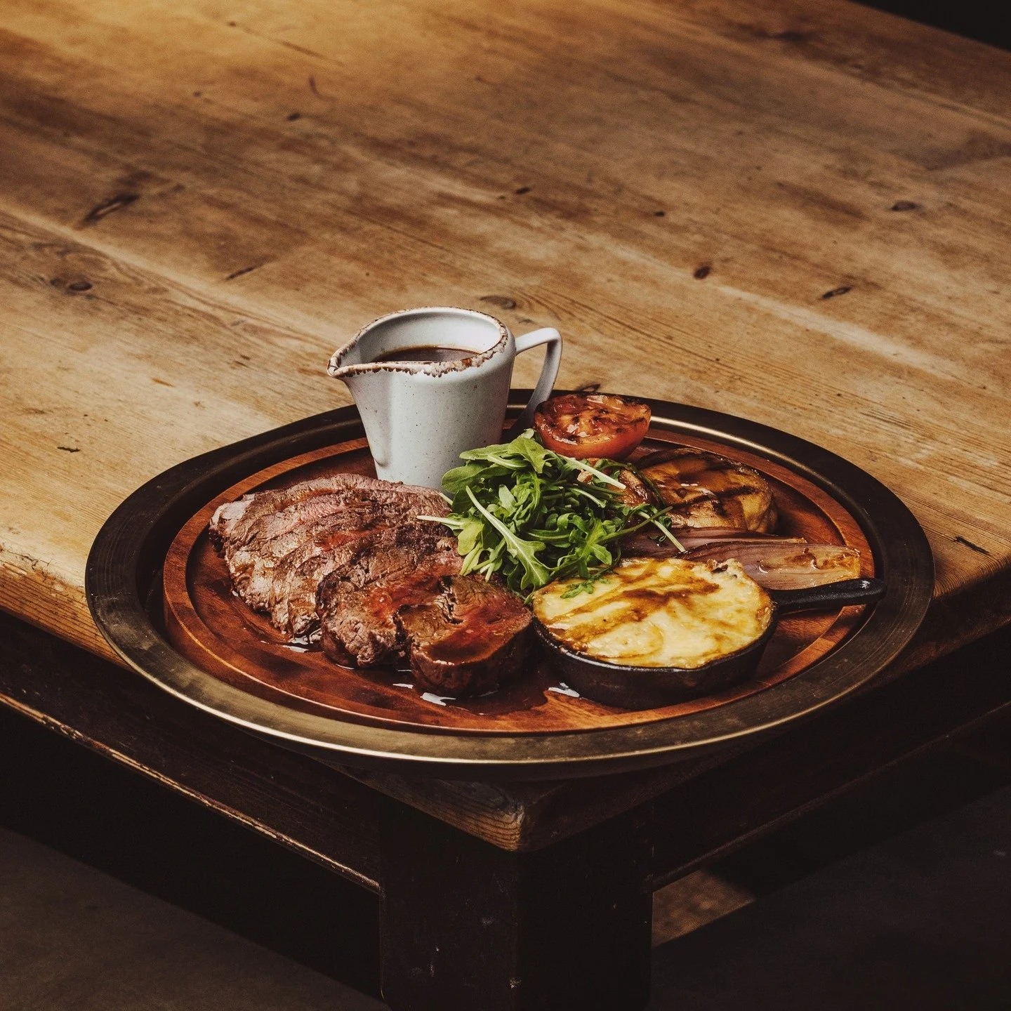 Picanha Rump Cap Steak, Cheese &amp; Bacon Potato Terrine, Bone Marrow Gravy, Confit Shallots, Garlicky Buttered Greens

The menu says its for 2 people. but are you really going to let the MAN tell YOU what to do? Of course not.