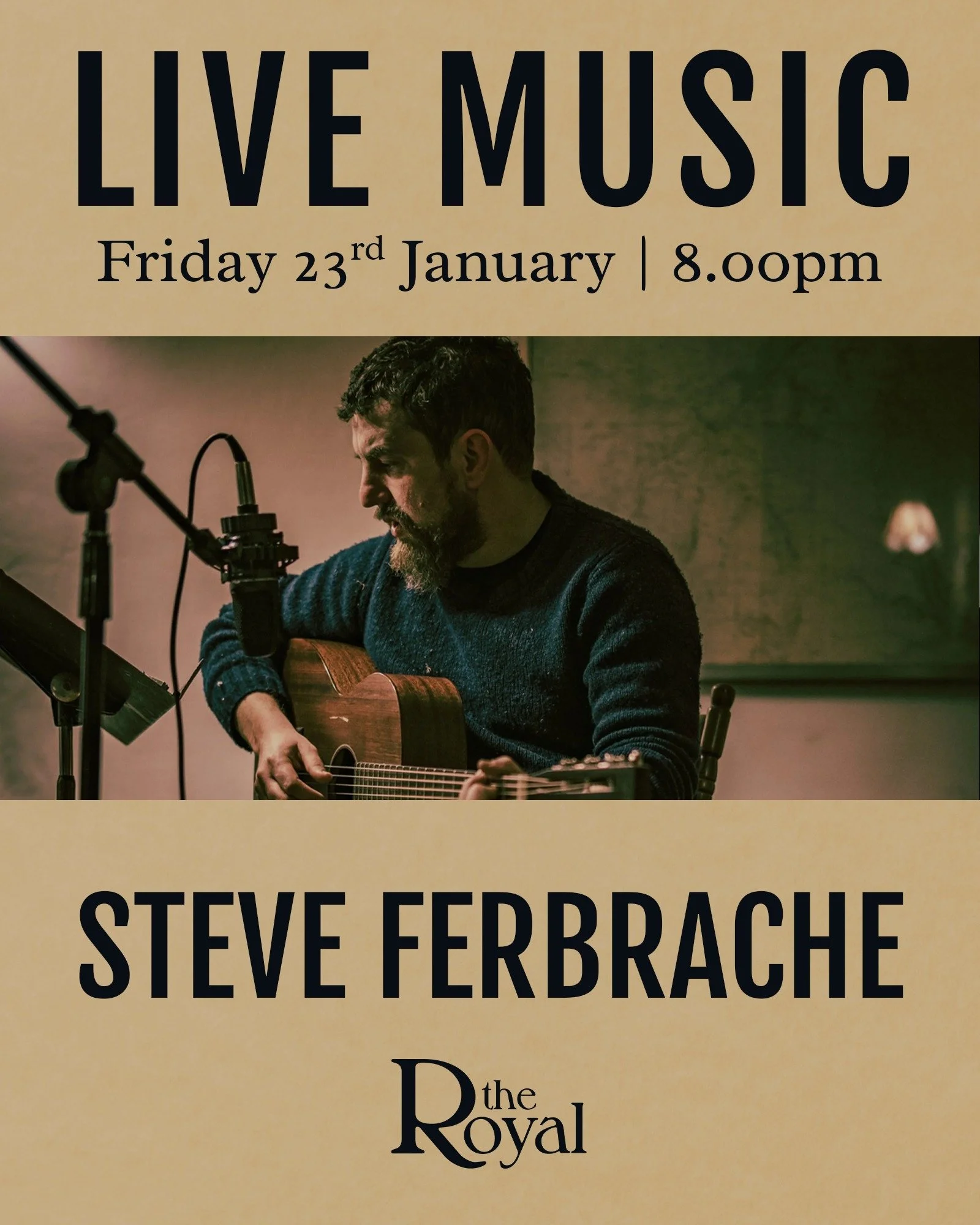 LIVE MUSIC - Friday 23rd January - 8pm

Steve Ferbrache

Blues, Folk, Rock and more from this incredibly talented Guitarist and Vocalist.
