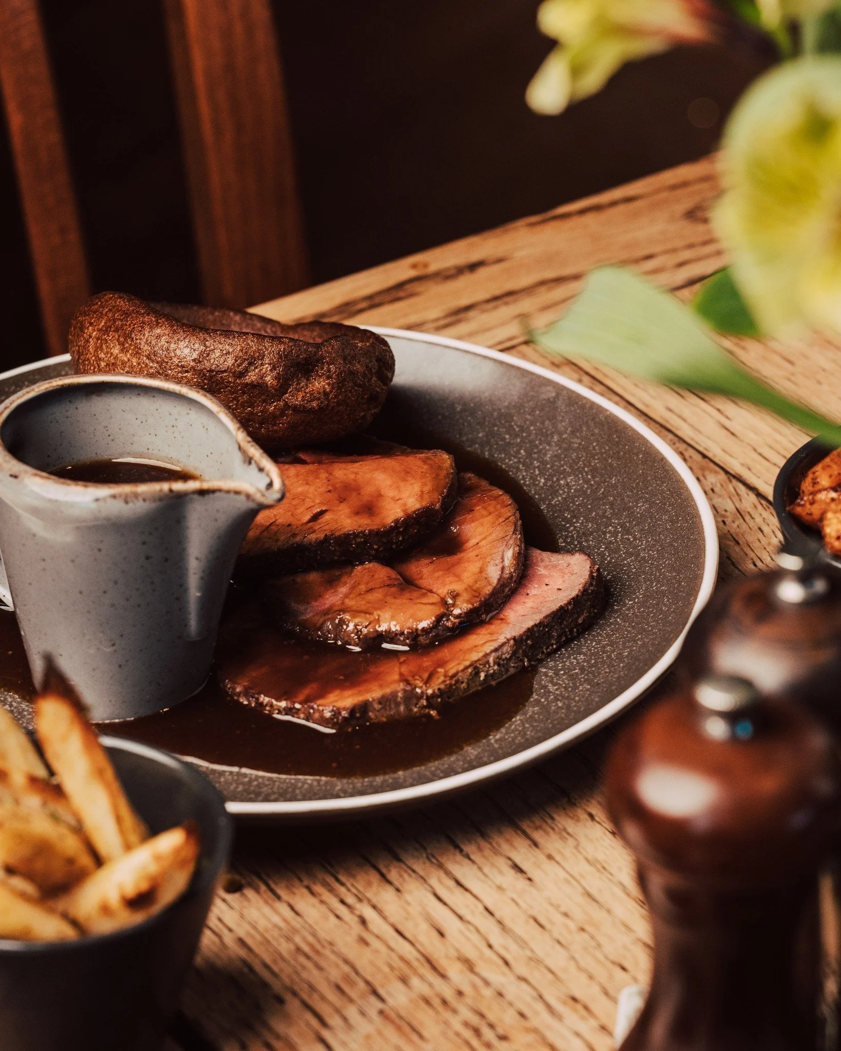 Tender, Rare Roast Beef, rich gravy slathered all over.

A giant, crispy, homemade Yorkie stuffed with all our Roasted Meats and Gravy (that one is sold as a side, can you even IMAGINE?)

And how about the Humble parsnip huh? Seen here glazed to stic