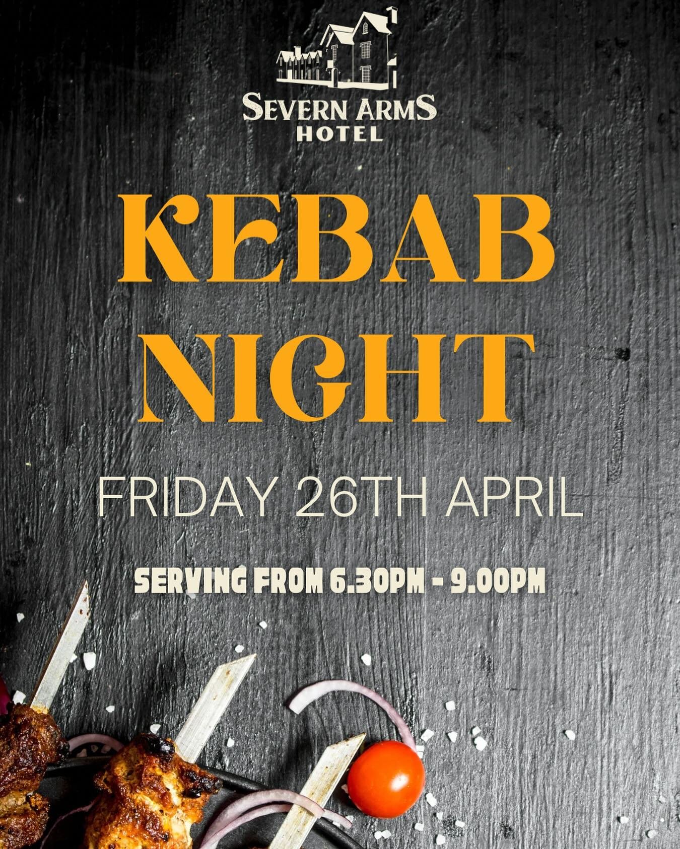 🥩🍟 Severn Arms - Kebab Night 🍟🥙

Dive in to a flavour packed feast at our first Kebab Night!

🗓️ Friday 26th April.
🕰️ Serving from 6.30pm - 9.00pm.

&pound;13.50 per person.

All of our bookings are taken over the phone, please call the number
