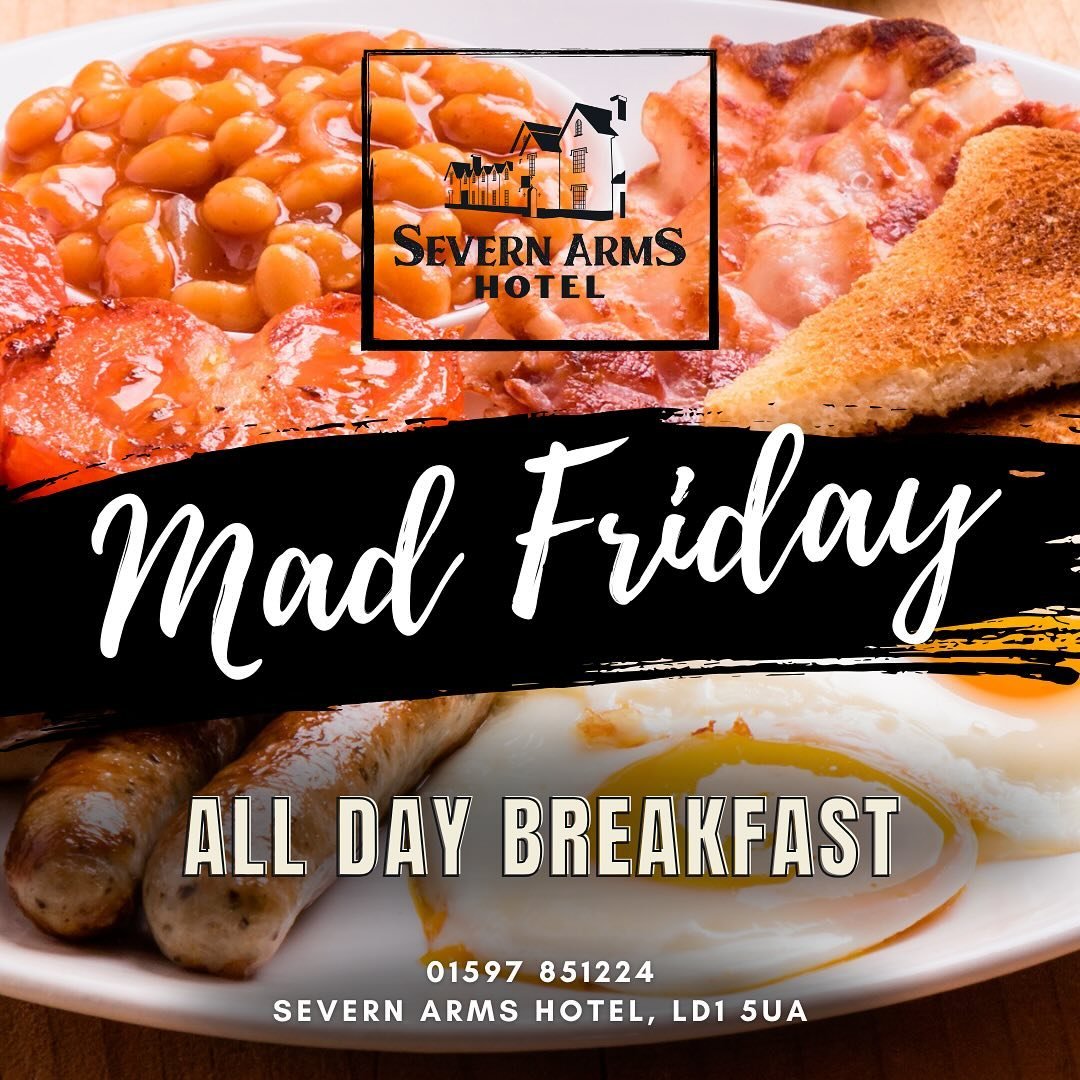 &bull;
🤪🍺 Mad Friday 🤪🍺

We will be serving All Day Breakfast from 9.30am on Friday 20th December. 🍳 

🍽️ 2 x Sausage
🍽️ 2 x Bacon
🍽️ 2 x Hash Browns
🍽️ Mushrooms
🍽️ Tomato
🍽️ Beans 
🍽️ Toast
🍽️ Cup of Tea or Coffee 

⚡️ &pound;9.50 ⚡️

