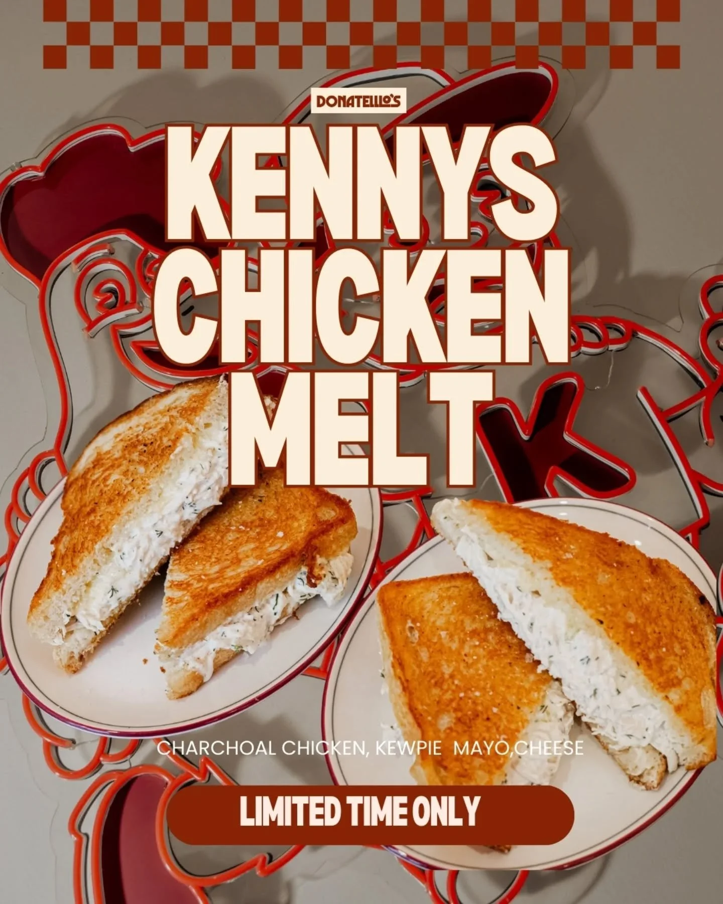 For a limited time only charcoal Chicken Melt from Kenny's to us