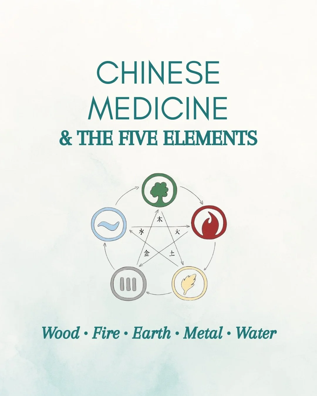 The Five Elements - Wood, Fire, Earth, Metal, Water.

This framework has been used in Traditional Chinese Medicine for over 2,400 years to explain how we&rsquo;re connected to nature and how the organs in our body interact with each other.

✨ Each el