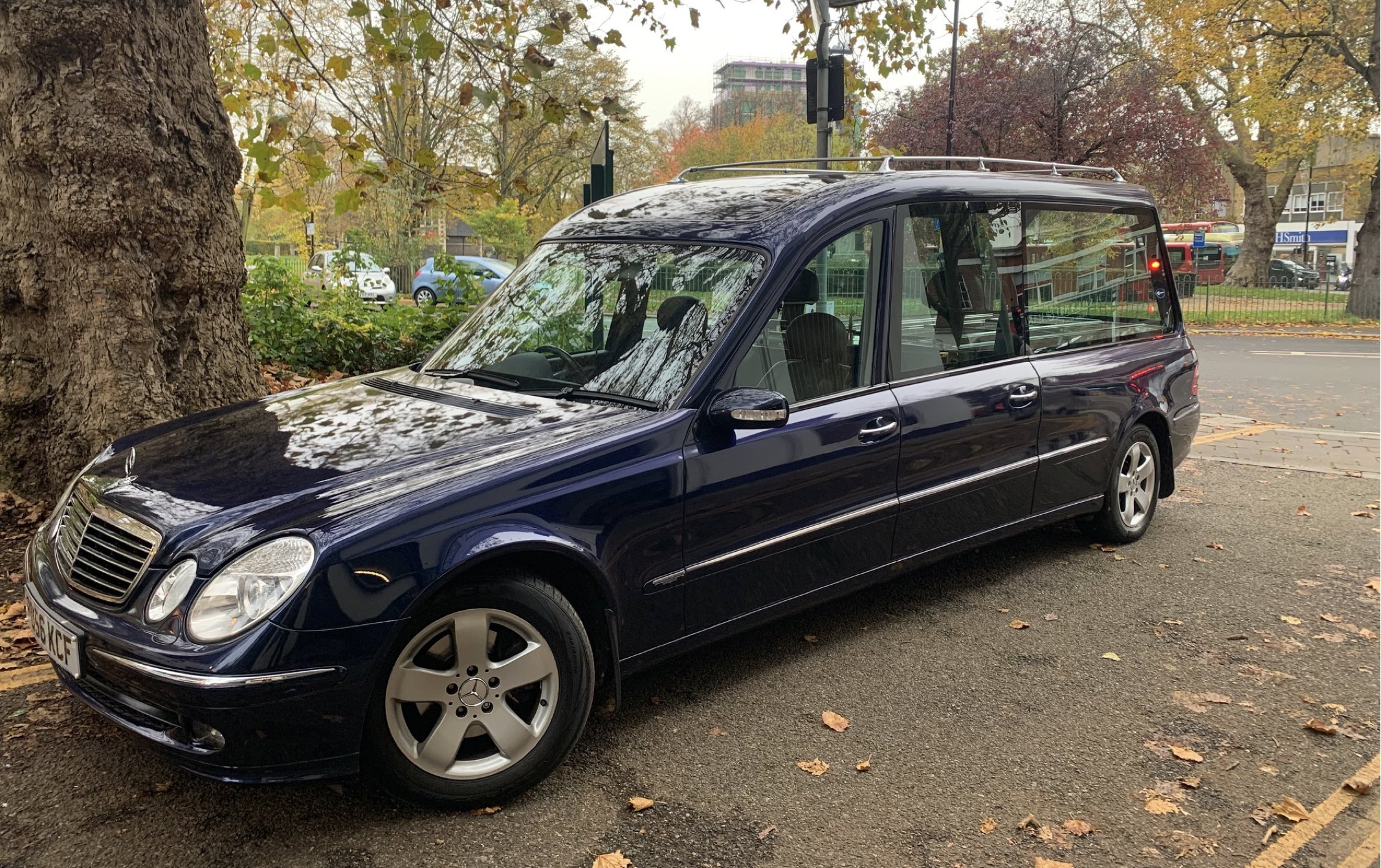 Our navy blue hearse