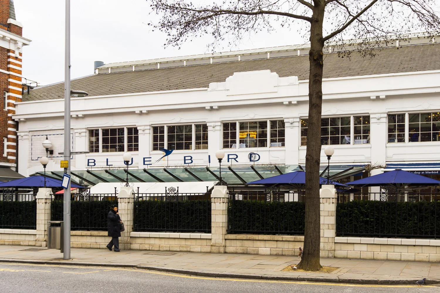 Exterior of Bluebird restaurant on the King's Road.
