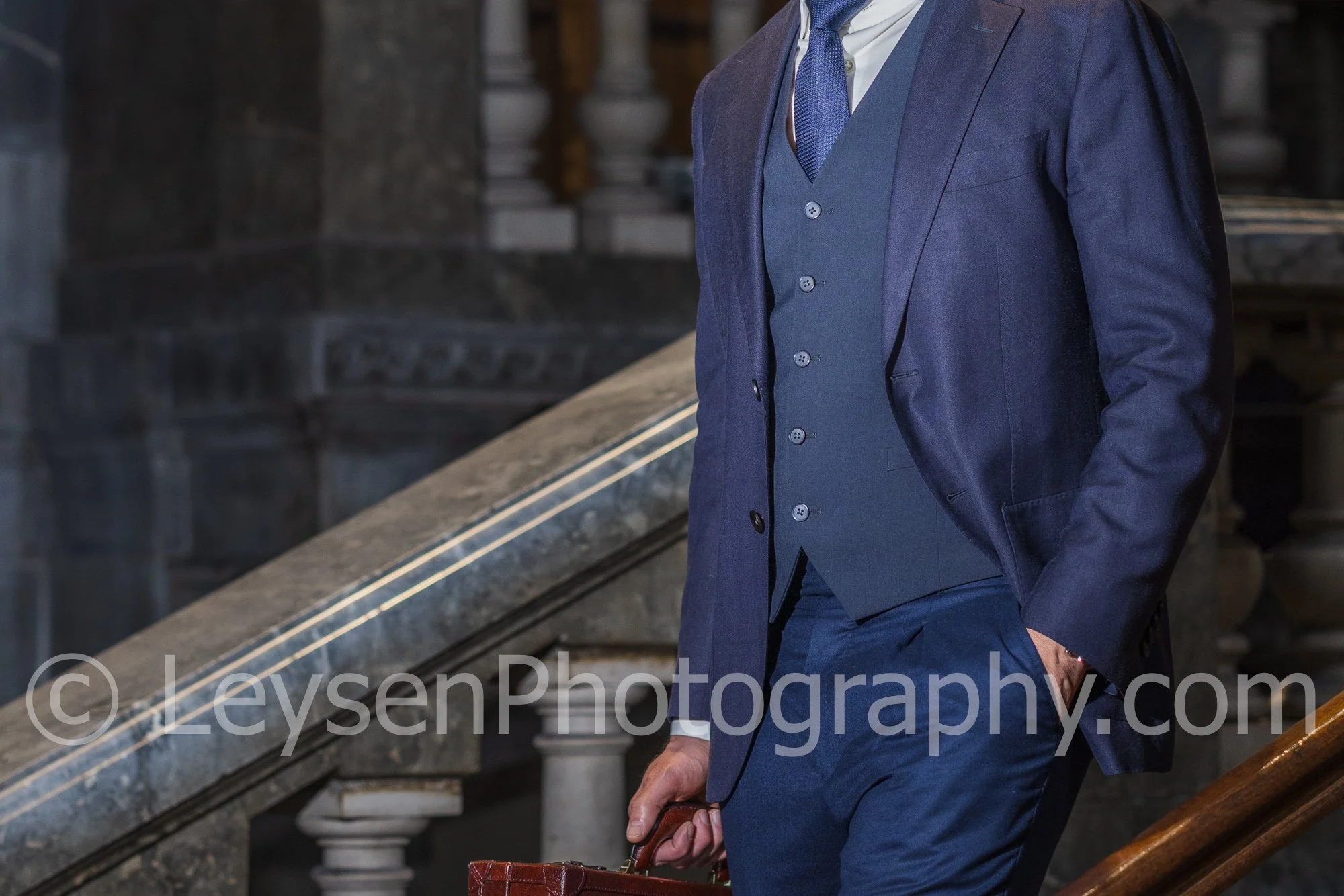 Businessman Suit Detail with Briefcase – Corporate Branding Close Up