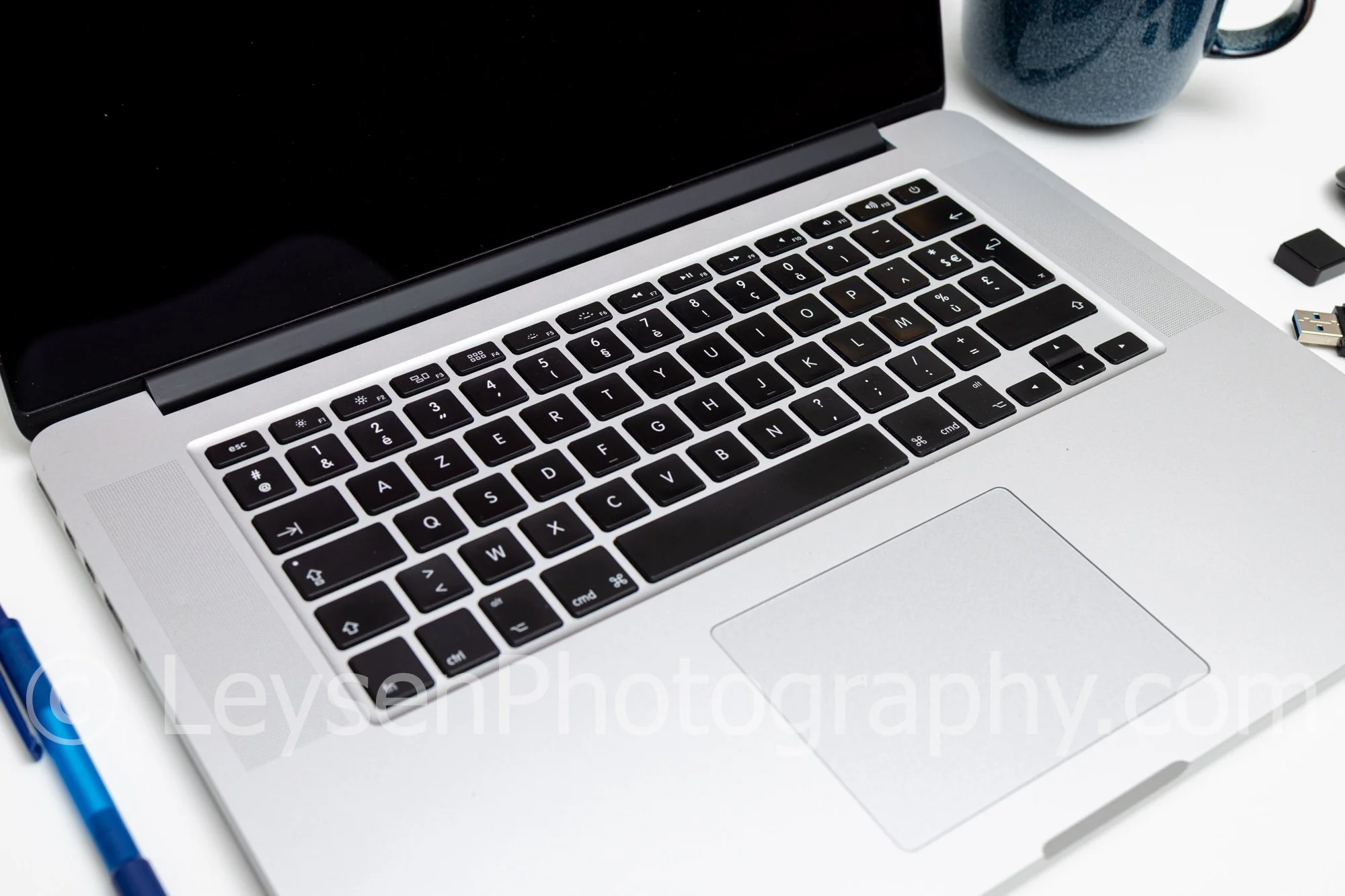 Laptop Keyboard Close-Up Workspace – Minimal Technology Desk Stock Photo