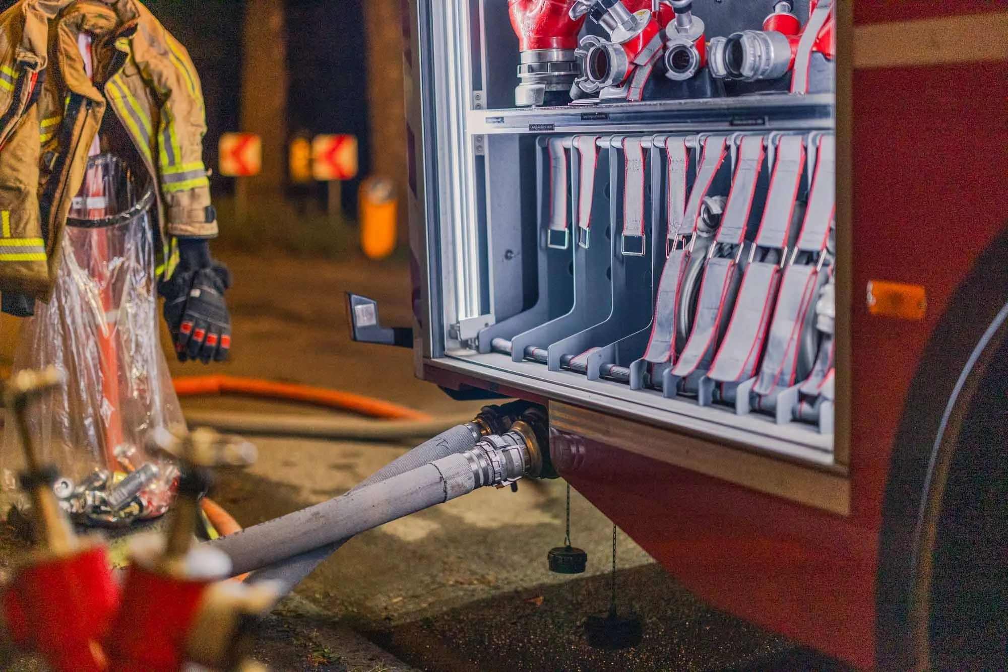 Fire Truck Water Supply Lines Deployed Near Tomorrowland - Boom, July 16, 2025