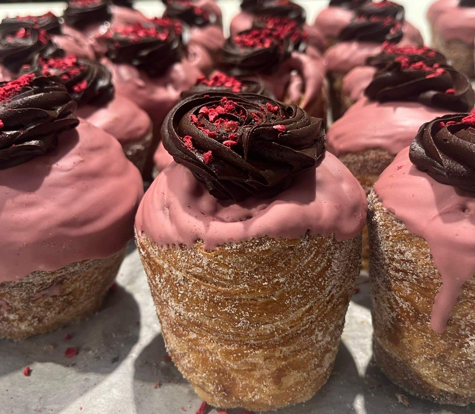 Strawberry and Ruby Chocolate Cruffin