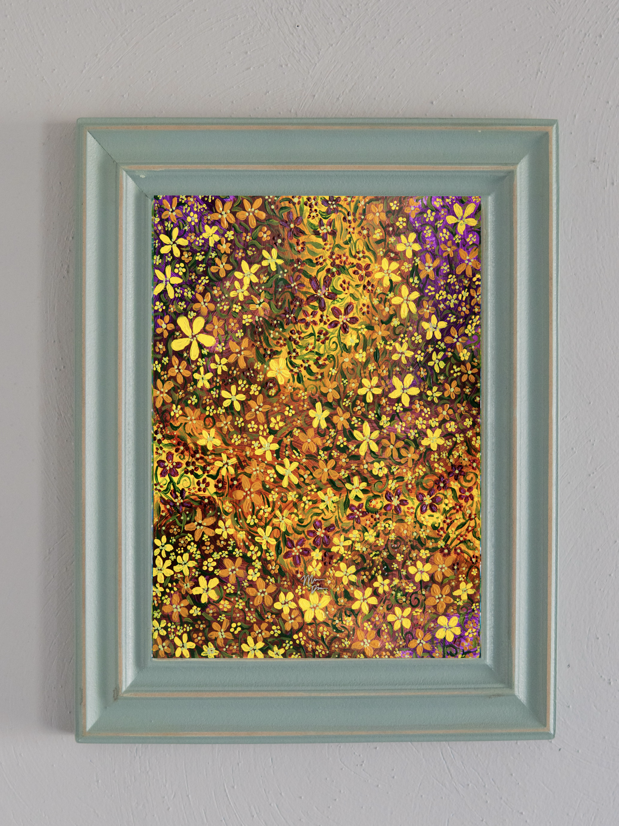 tan florals art print