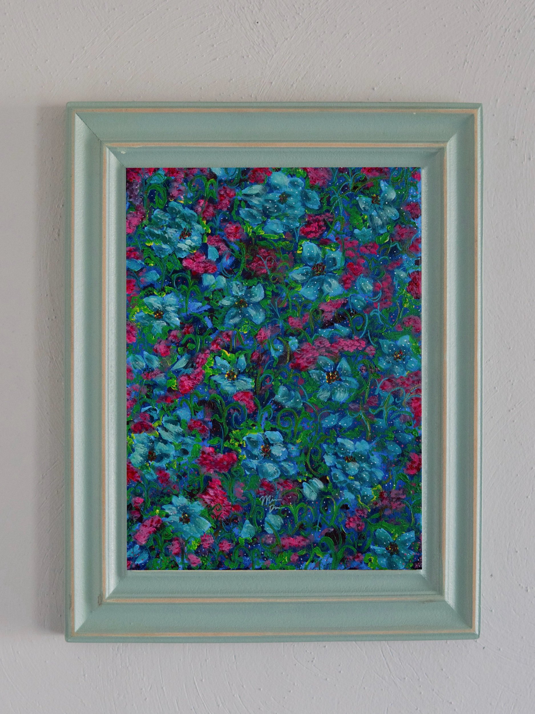 blueberry + strawberry florals art print