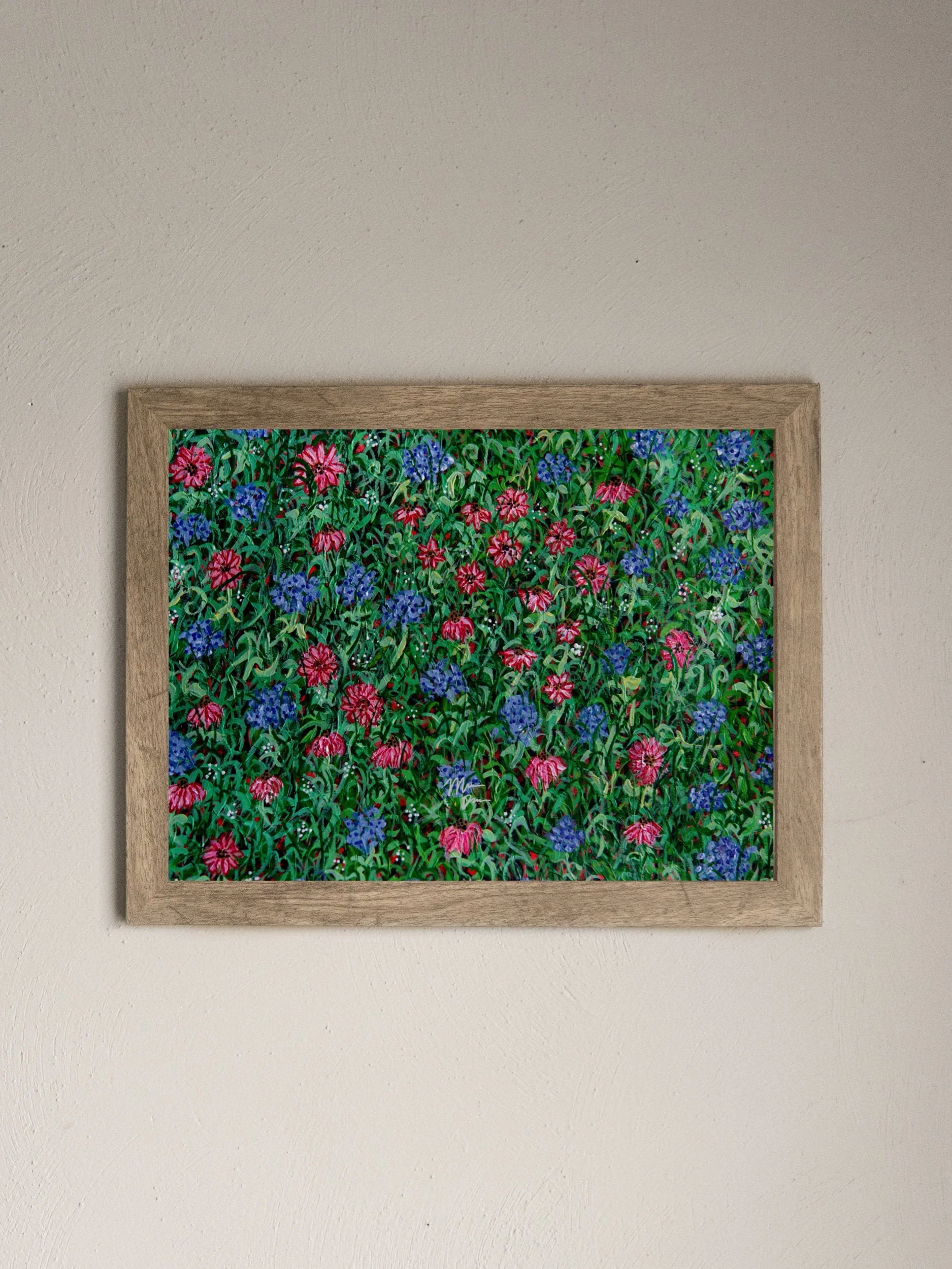 red and purple floral art print