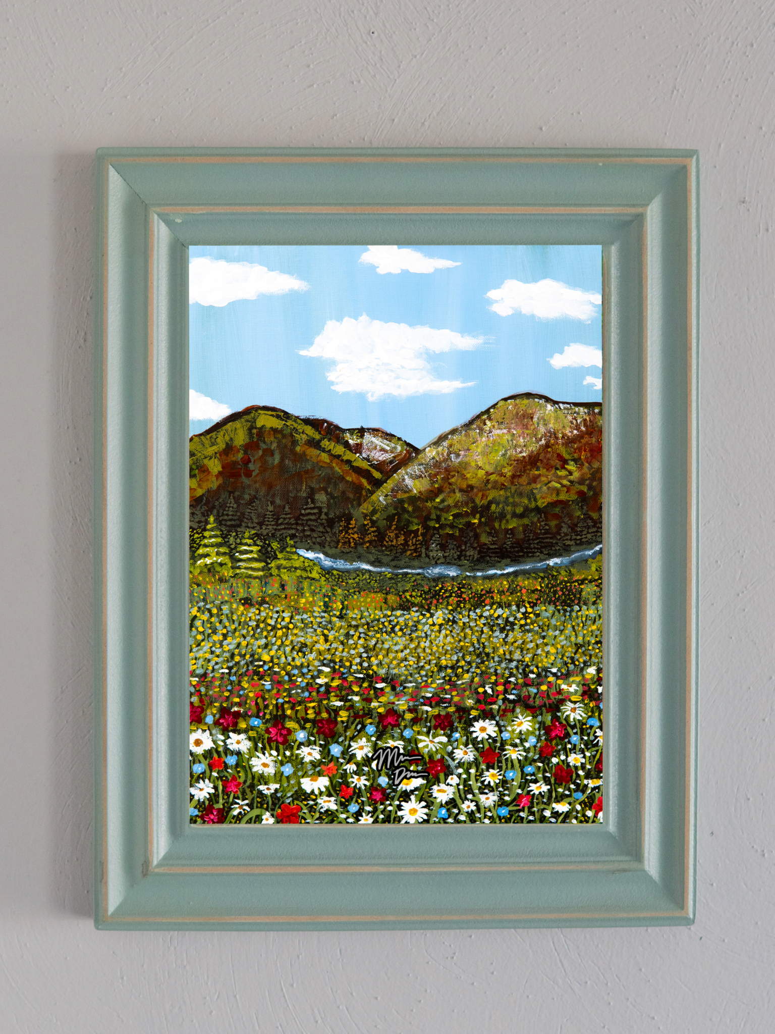 floral mountain art print