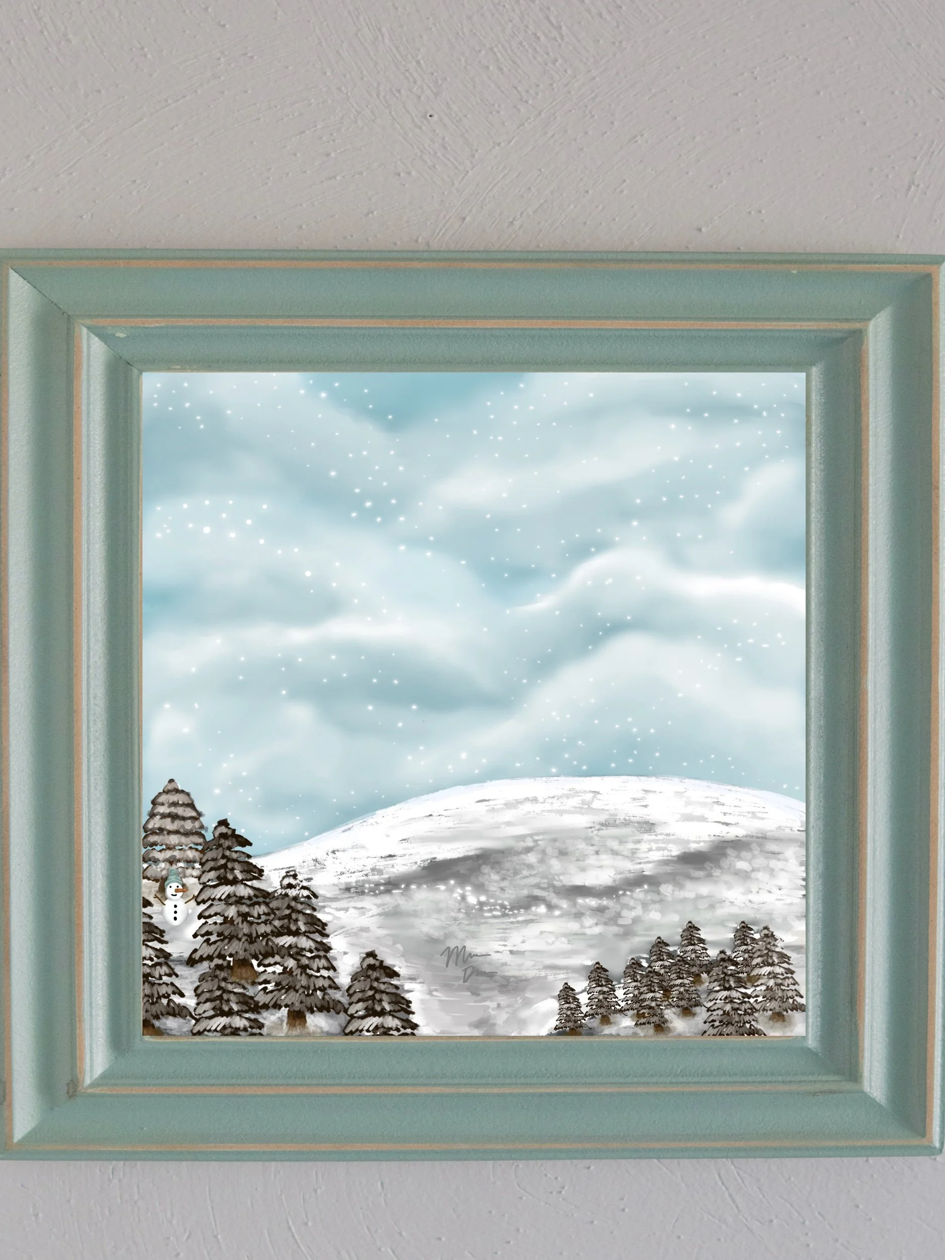 mountainous snowy scene art print