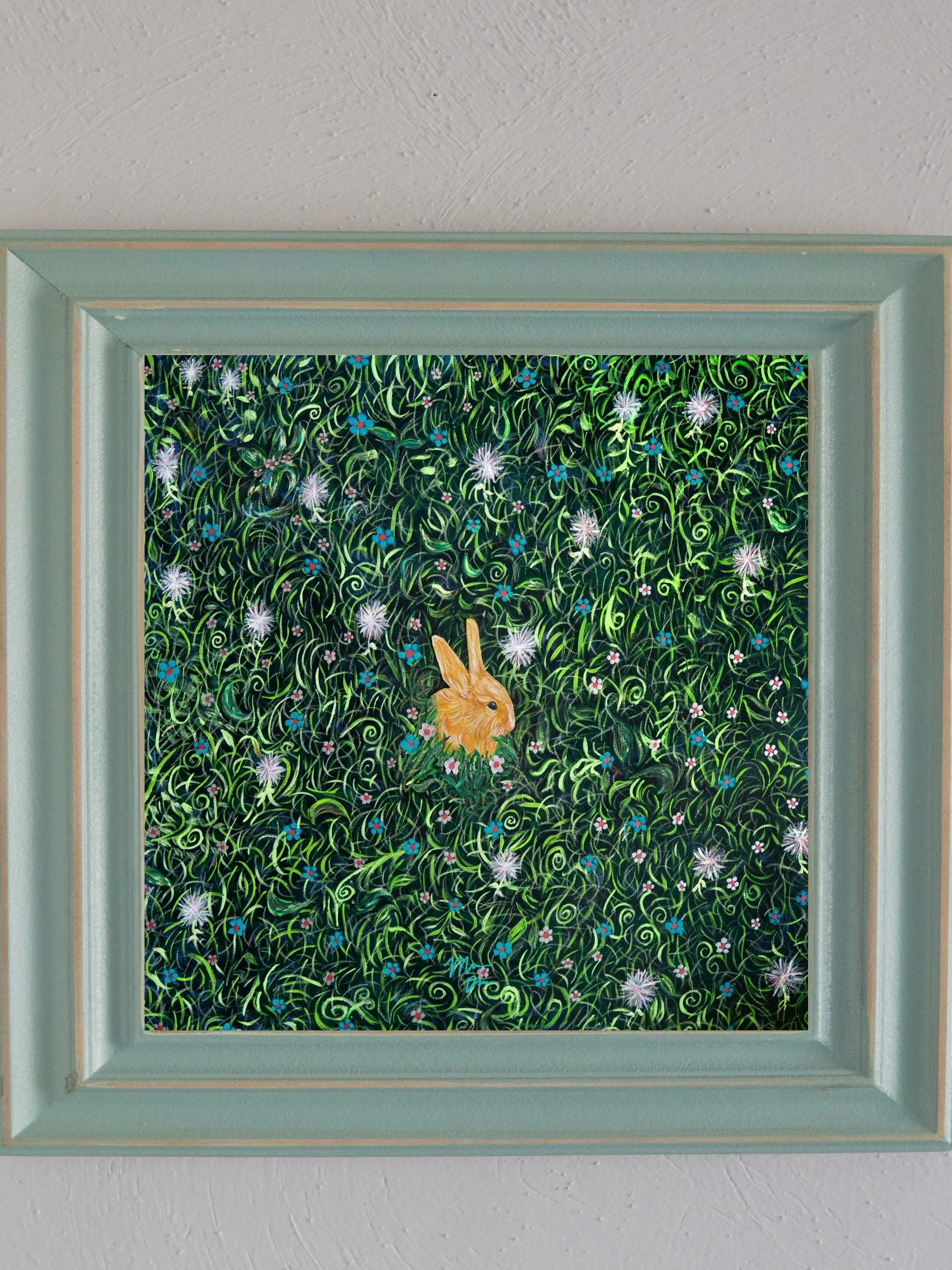 bunny in a flower field art print