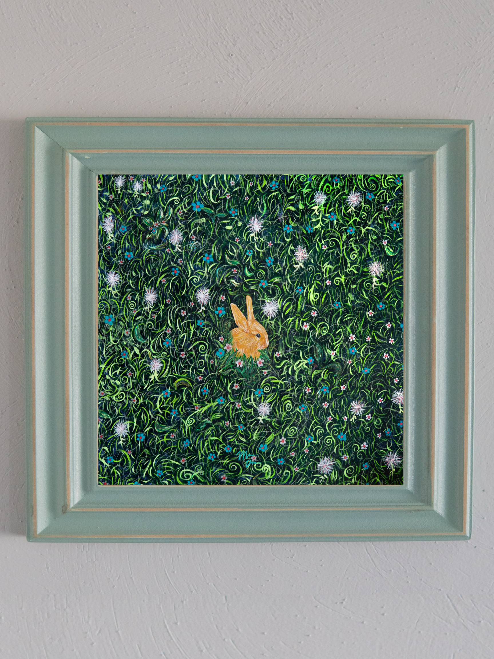 bunny in a flower field art print