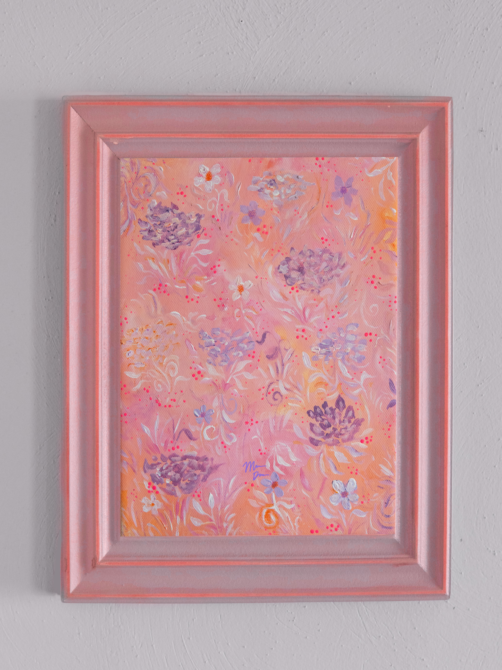pink spring florals art print
