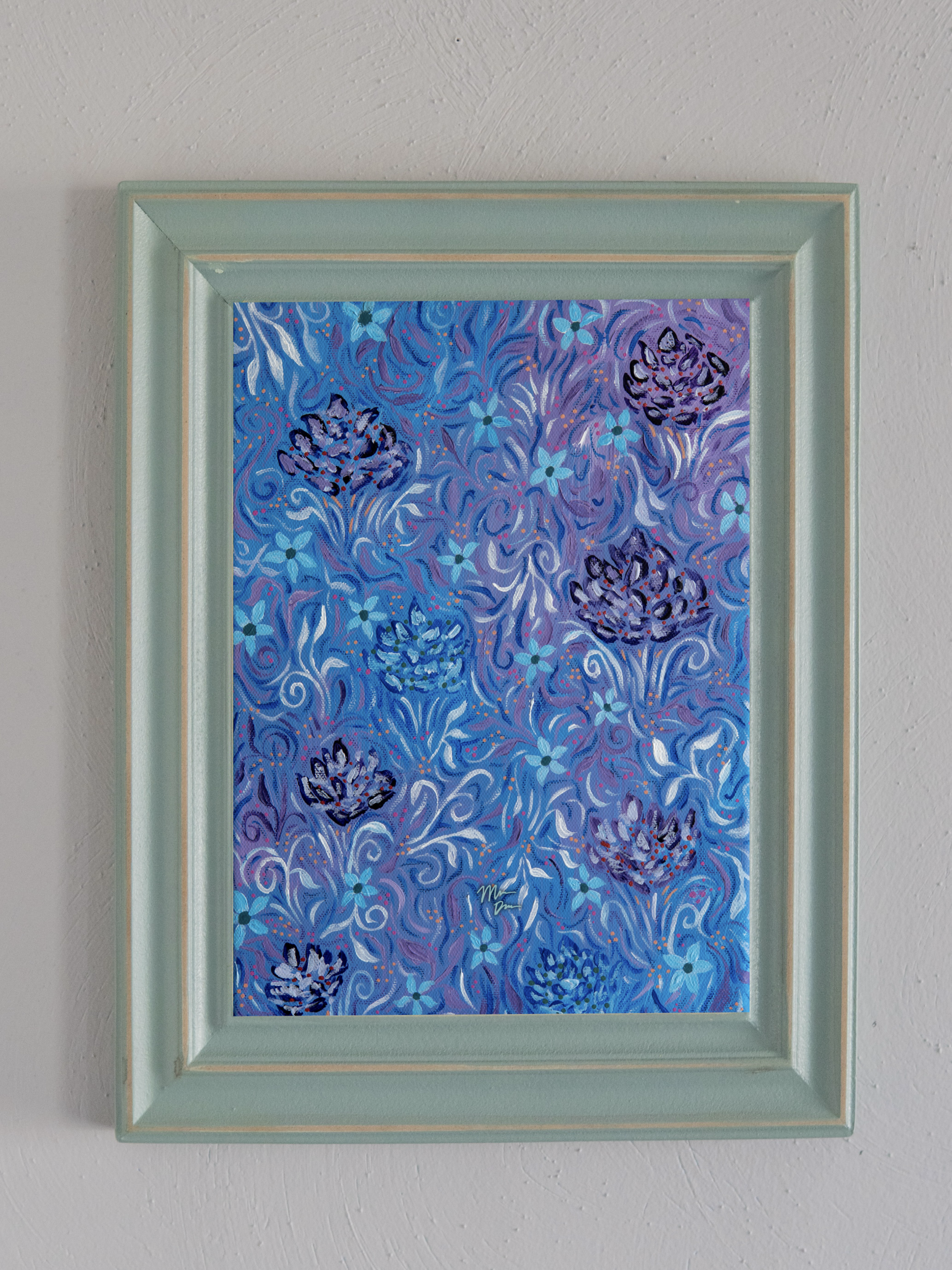 blue spring florals art print