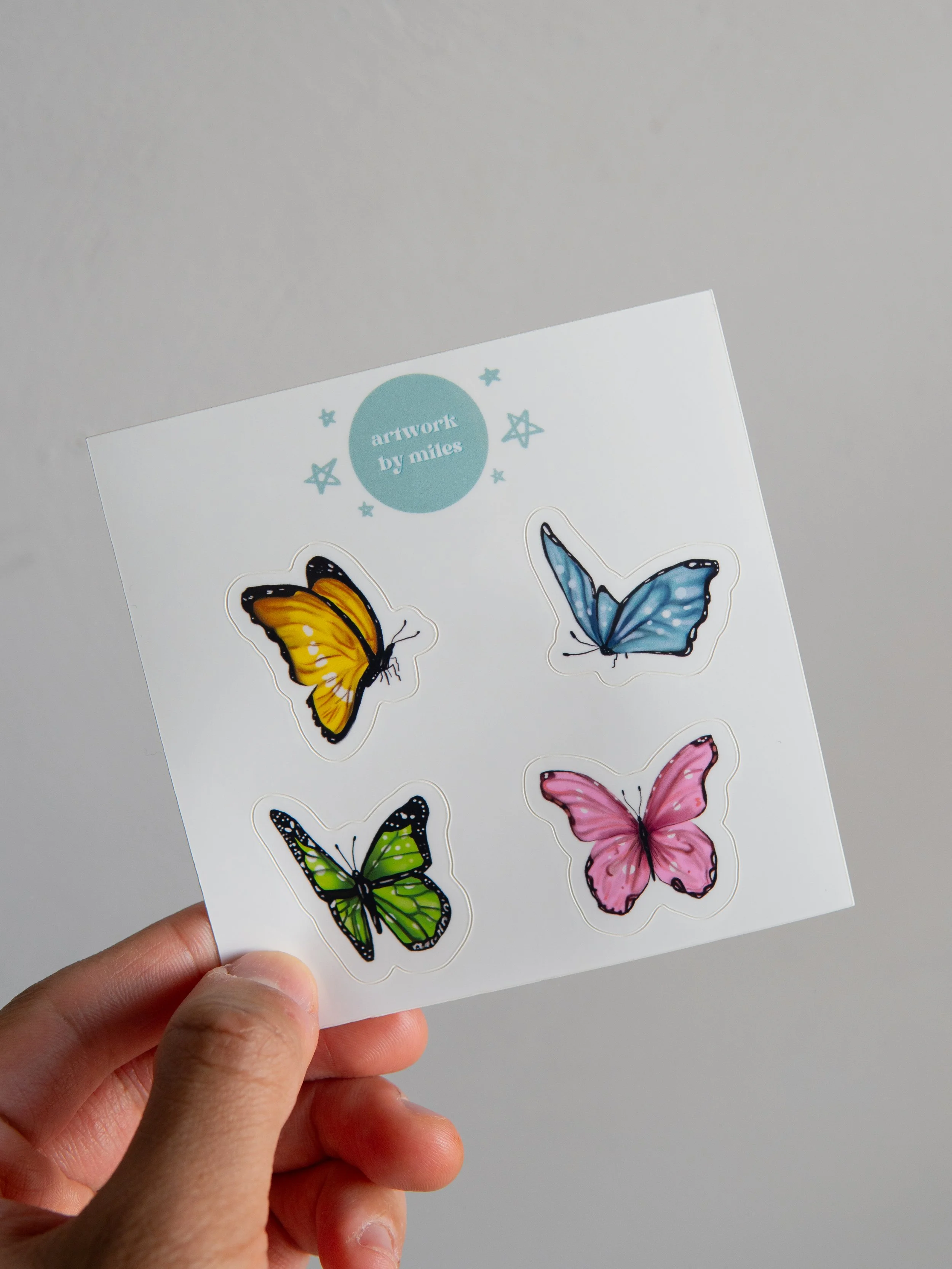 Colorful Butterflies Set of Four Mini Stickers (1 sheet)