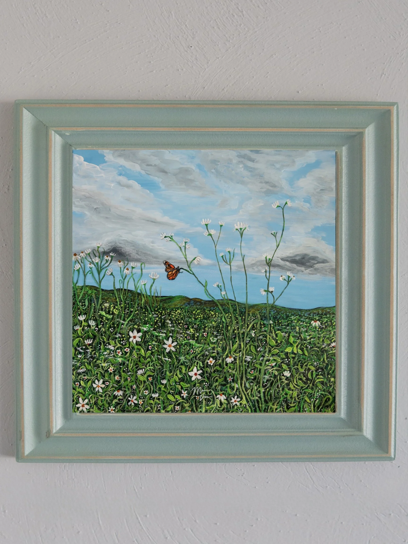 butterfly in a flower field art print