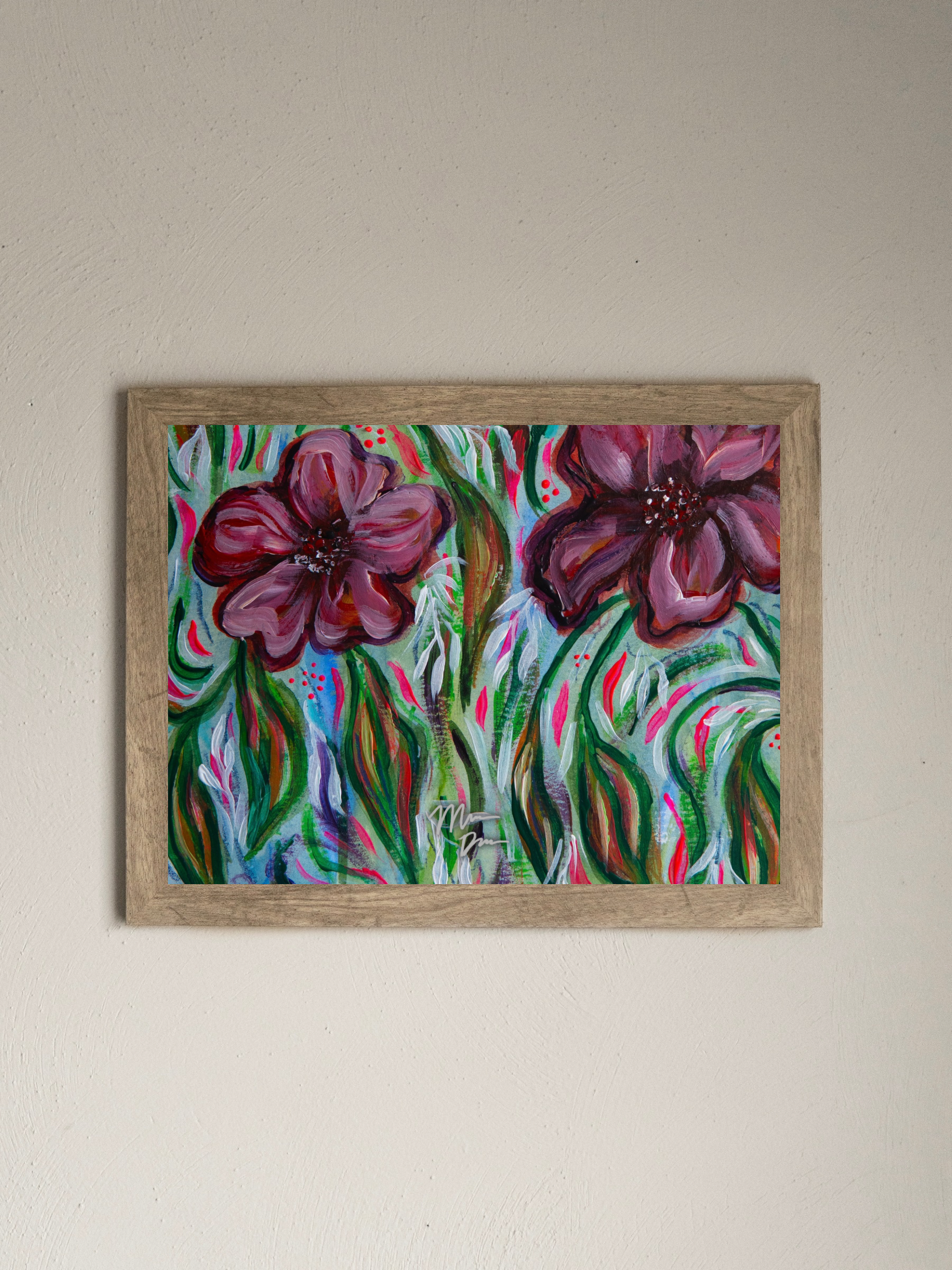 burgundy florals art print #2