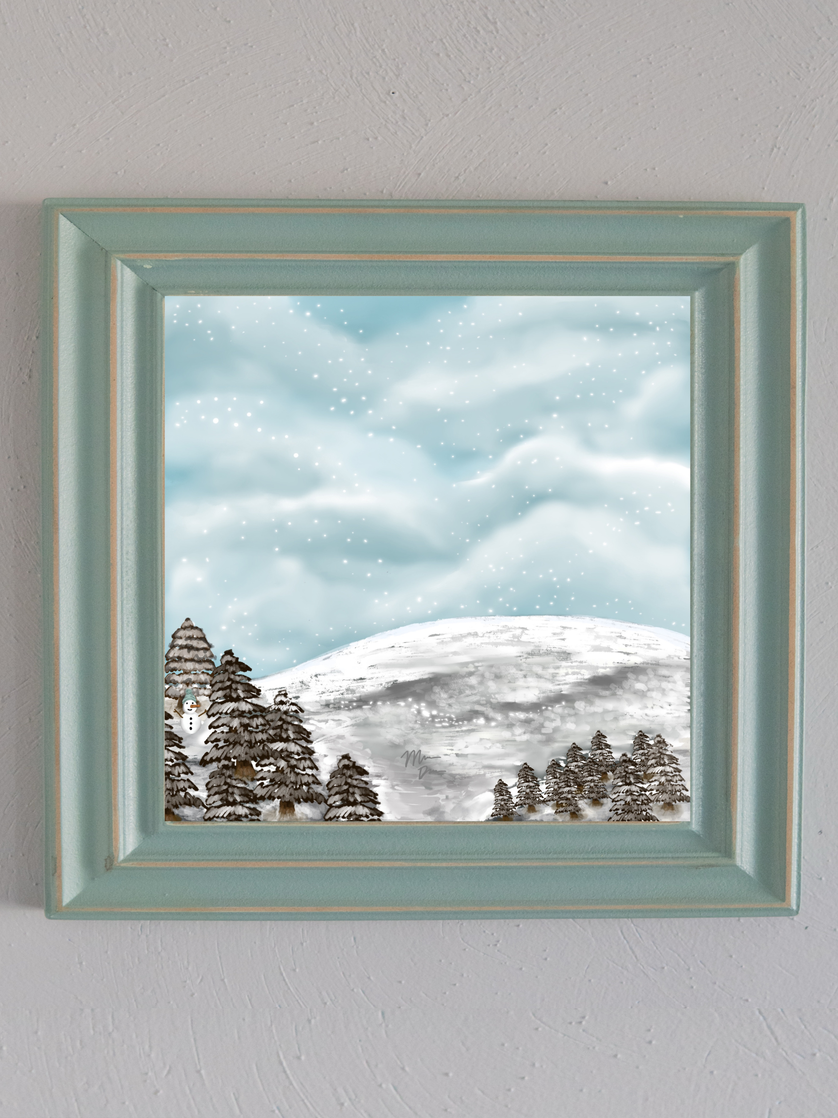 mountainous snowy scene art print