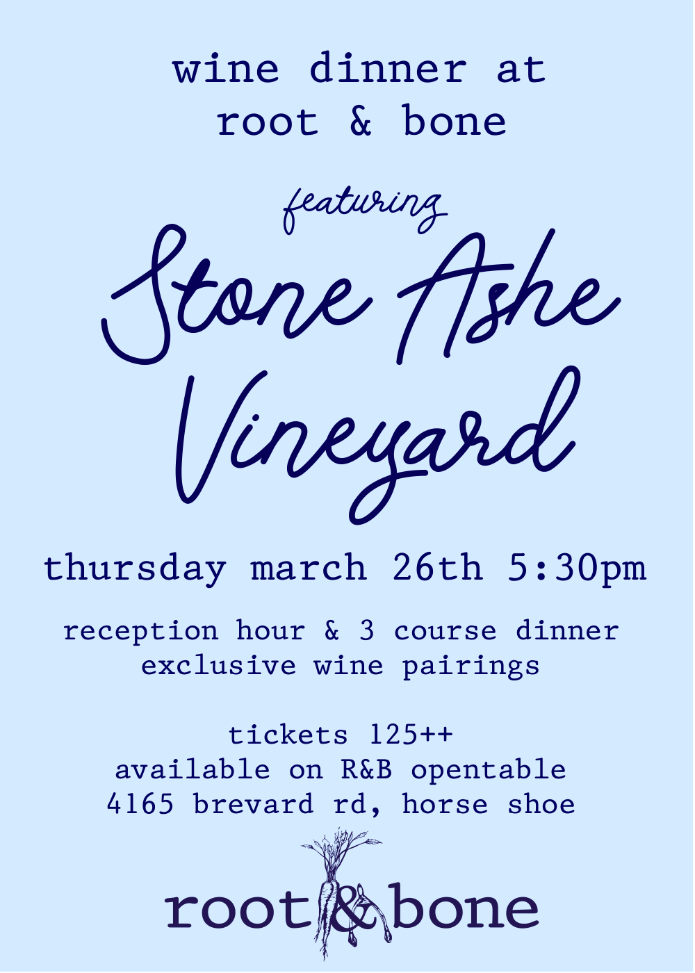 Stone Ashe vineyard wine dinner