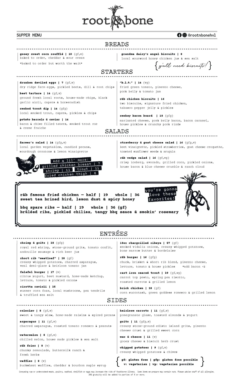 Menu | Discover Delicious Dining – Reserve Today — Root & Bone ...
