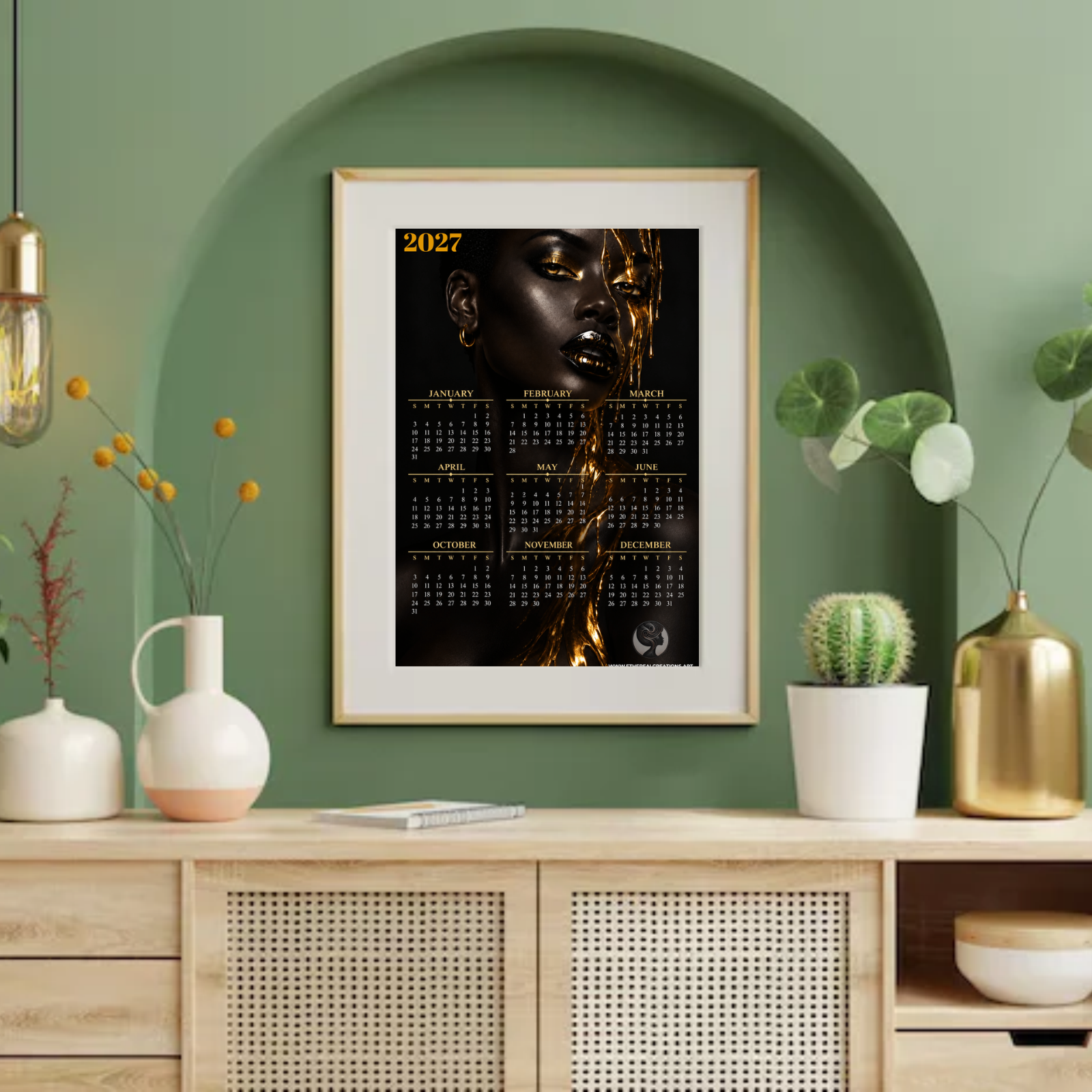 2027 Ethereal Creations Annual Art Calendar - Obsidian & Oro
