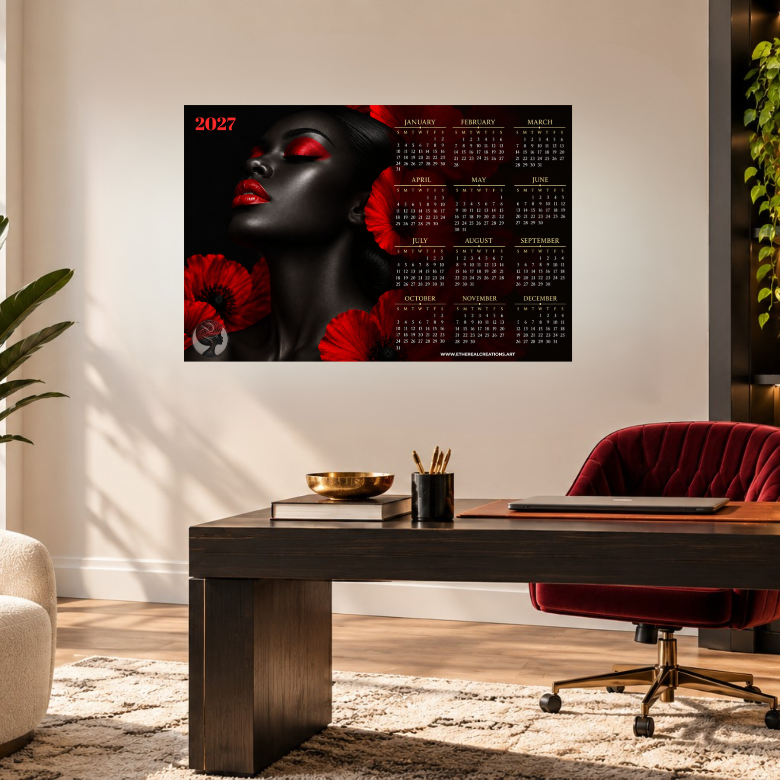 2027 Ethereal Creations Annual Art Calendar - Crimson Noir