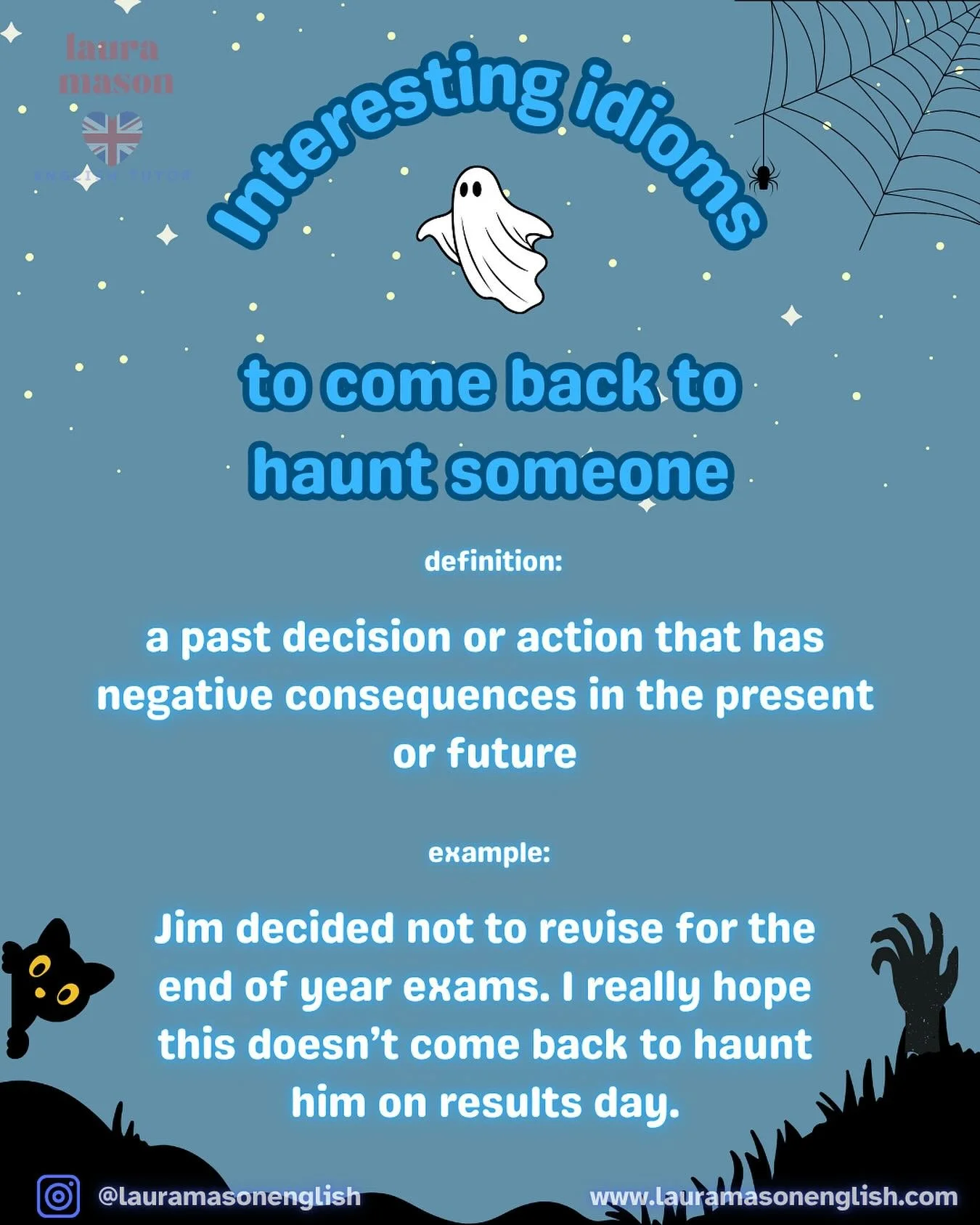 It&rsquo;s #halloween week! 🎃
.
Do you know the meaning of this spooky idiom?!