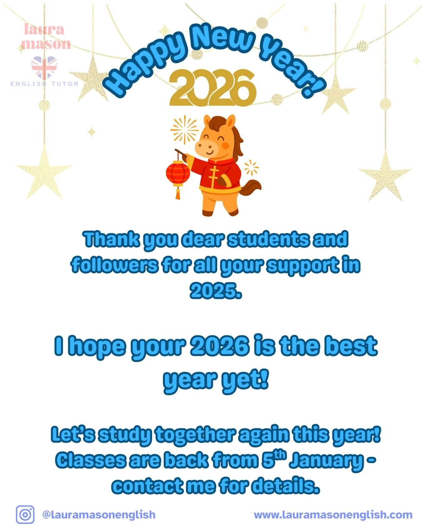 Happy New Year! May 2026 be the year you achieve your English goals 💖