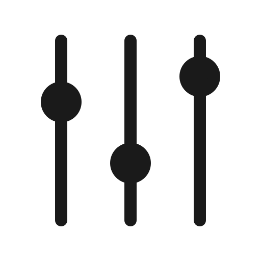 Silhouette of three vertical sliders, typically used for audio or equalizer controls.