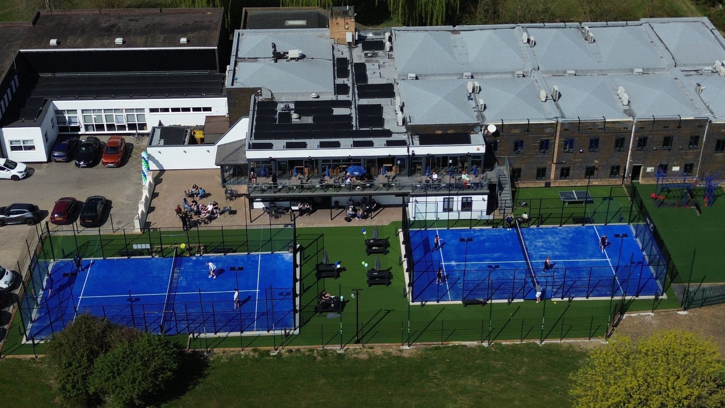 Essex Padel Courts. Two MejorSet V-Pro Padel Courts. Aerial shot.