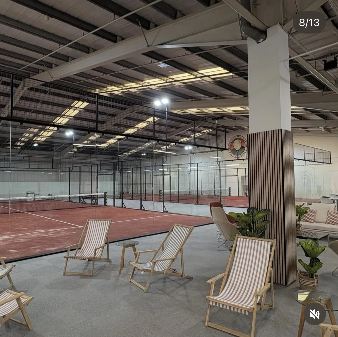 Indoor Padel Facility in the UK with 6 MejorSet Padel Courts. Pendle Padel Club, with Terracotta Turf, Furniture and decor.