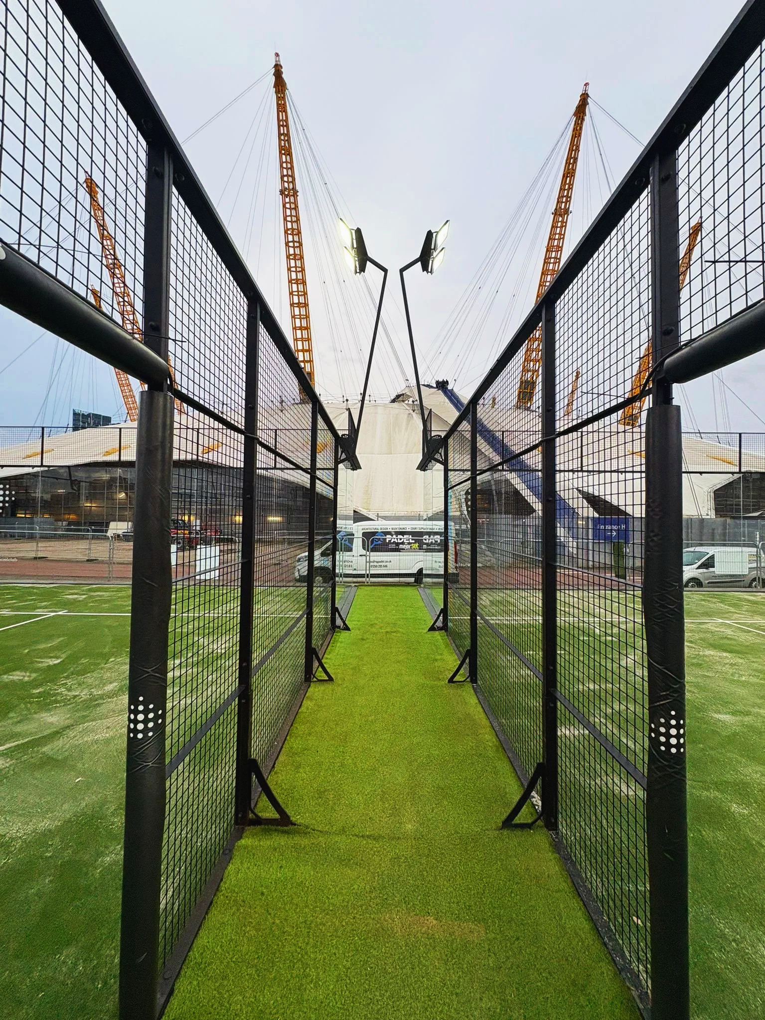 The two padel courts at the london O2.