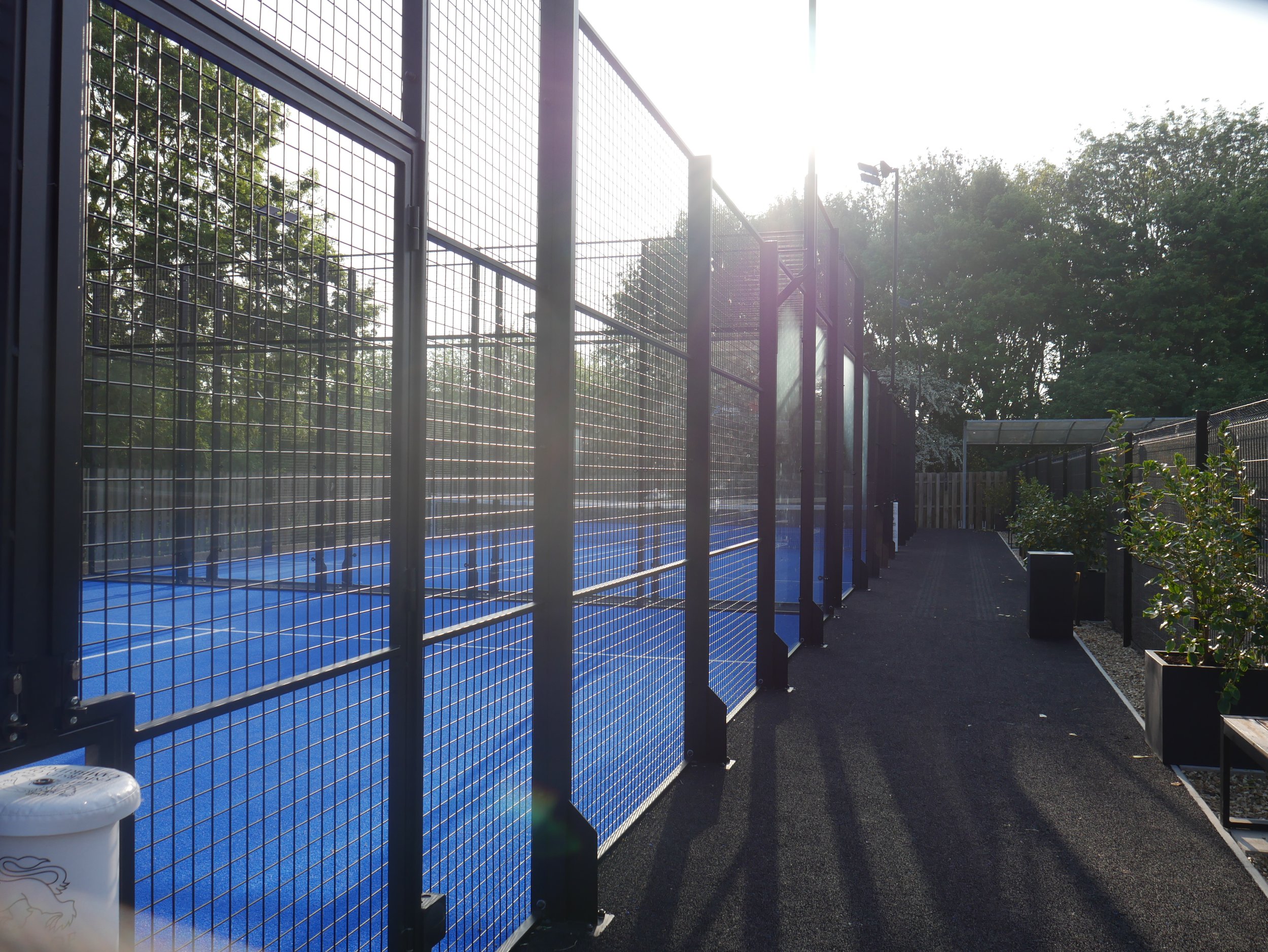An Outdoor Padel Court at the University of Cambridge with Classic Blue Turf.