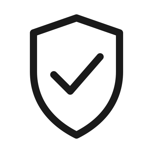 Icon of a shield with a check mark in the center, symbolizing security or protection.