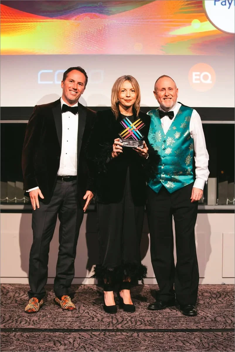 Emma Gibbons from PayPlan and Peter Labrow from MorganAsh receiving the awards