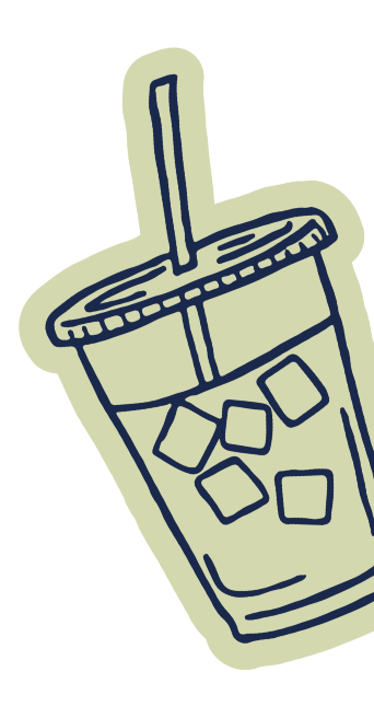 A green iced coffee graphic on The NICU Translator website.