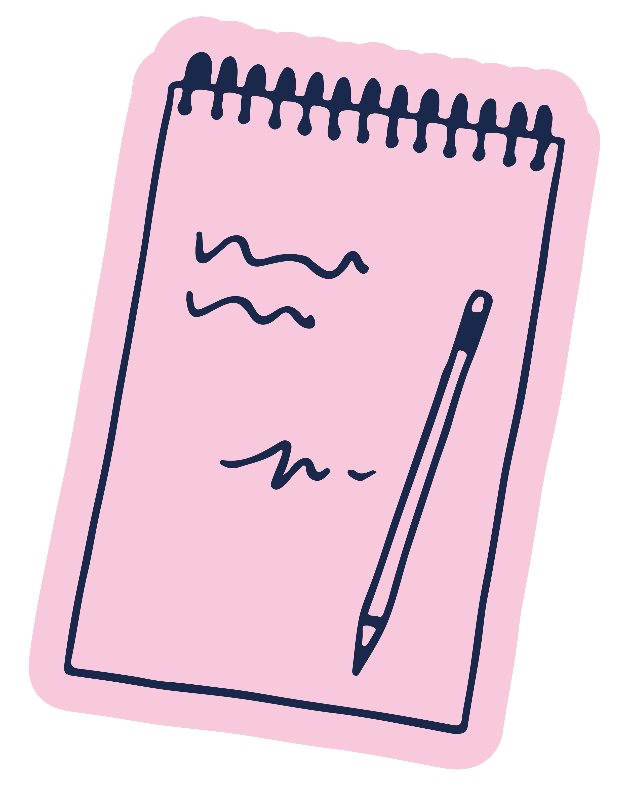 A hand drawn pink notepad graphic on The NICU Translator website.