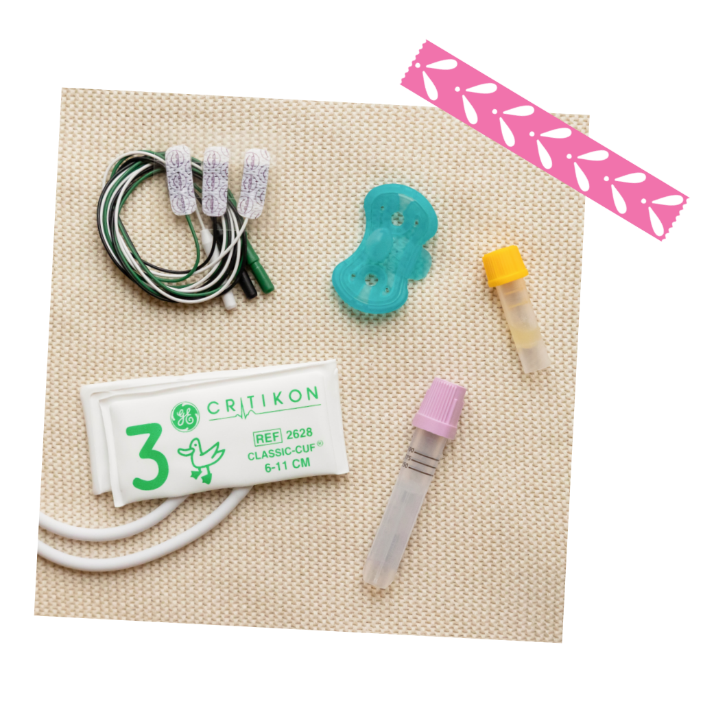 Supplies that are used in training for newborn care specialists are laid out by Mary Farrelly.