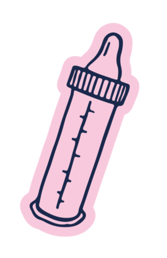 A light pink hand drawn baby bottle graphic on The NICU Translator website.