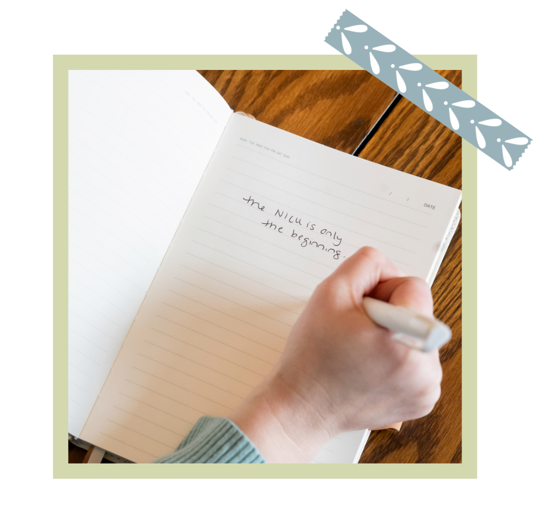 Mary Farrelly writes notes for her training for newborn care specialists in the NICU Doula Academy.