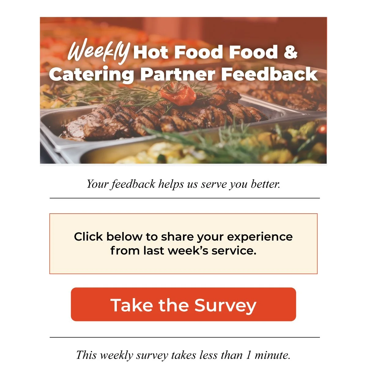 Weekly Hot Food & Catering Partner Feedback