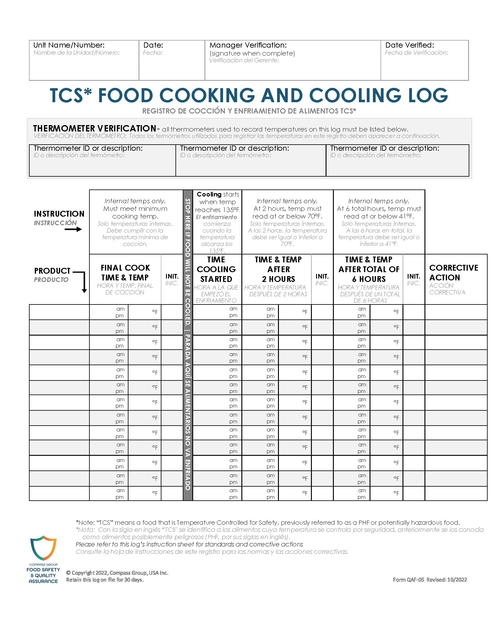 QAF-05 COOKING_COOLING LOG