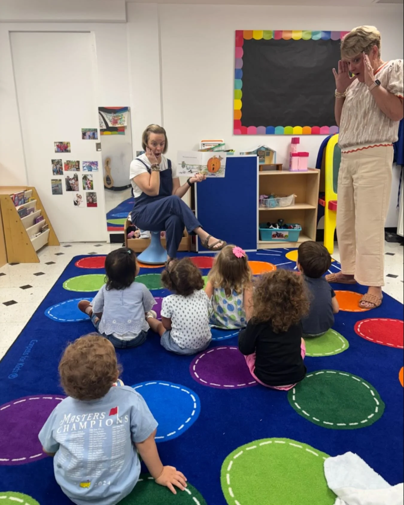 when Mrs. Anne is in the room&hellip;. She acts out the story&hellip; and we all think she is crazy! #haupt#storytime#preschool#mrsmichele