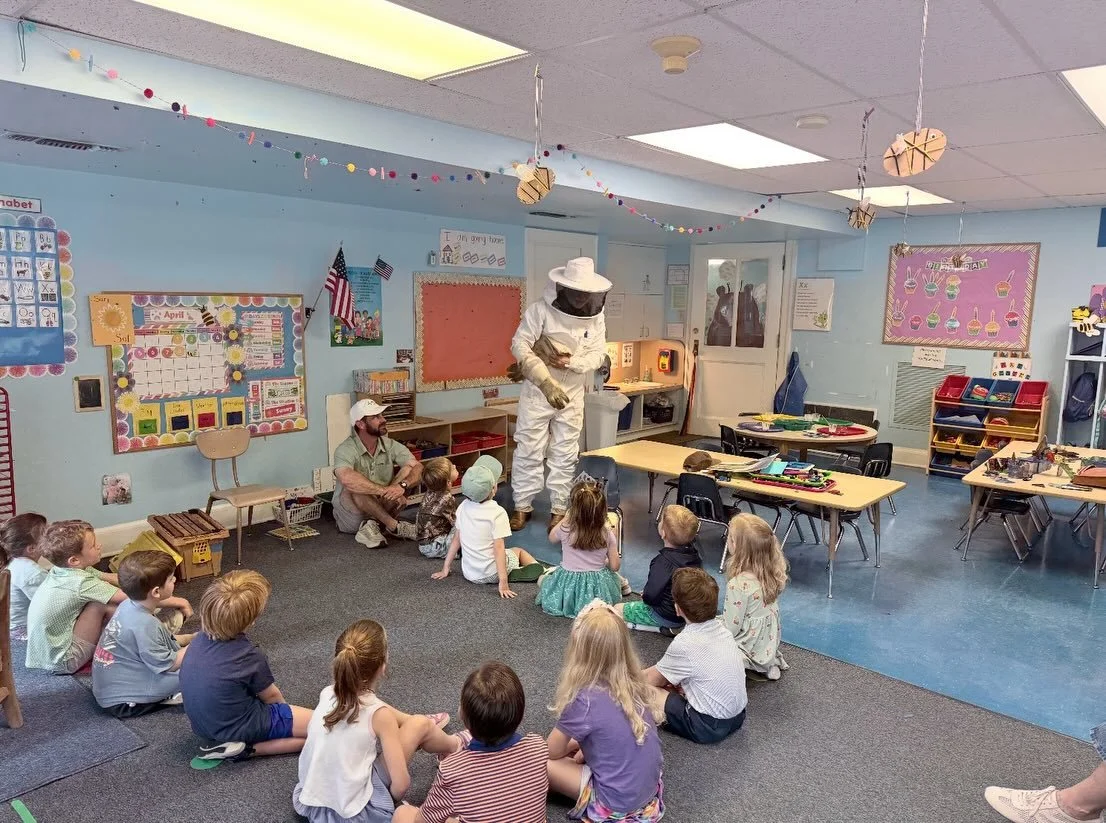 We are BEE-yond excited to BEE studying 🐝s in our M-F prek class. When the BEE MAN visits we listen. We had honey straight from the honeycomb, learned so many facts about bees and the queen bees. We will forever BEE BUZZING with excitement! #haupt#p